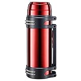 QYHSS Thermosflasche, 1,2 l / 2 l / 2,5 l / 3 l, Edelstahl, hält warmes und kaltes Wasser, mit Kappe, für Büro, Reise im Freien (rot)
