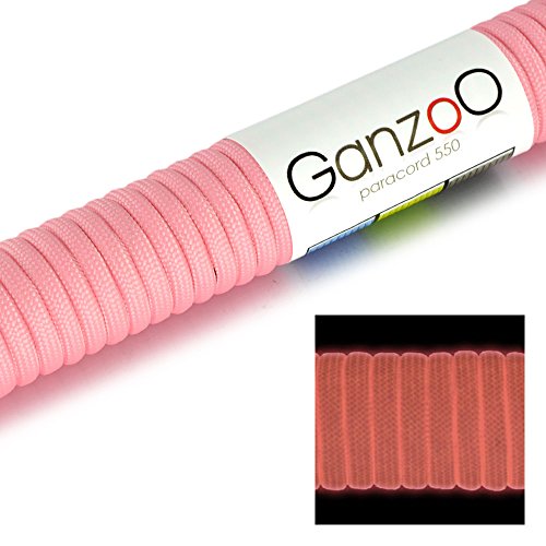 FLUORESZIEREND - Universell einsetzbares Survival-Seil aus reißfestem "Parachute Cord" / "Paracord" (Kernmantel-Seil aus Nylon), 550lbs, Gesamtlänge 31 Meter (100 ft) DIESES PARACORD SEIL IST NICHT ZUM KLETTERN GEEIGNET! - Marke Ganzoo (Pink)