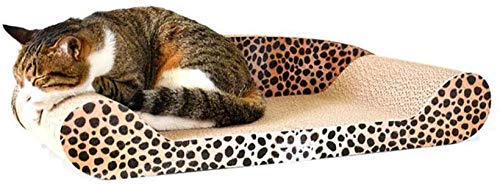 Sofa Cat Scratcher Karton, Cat Bed Schleifpfotenspielzeug ， Wellpappe Cat Scratching Board Pad, Cat Scratch Lounge, Cat Wurf Zurück Katzensofa Verschleißfestes Katzenspielzeug-Leopard||Large