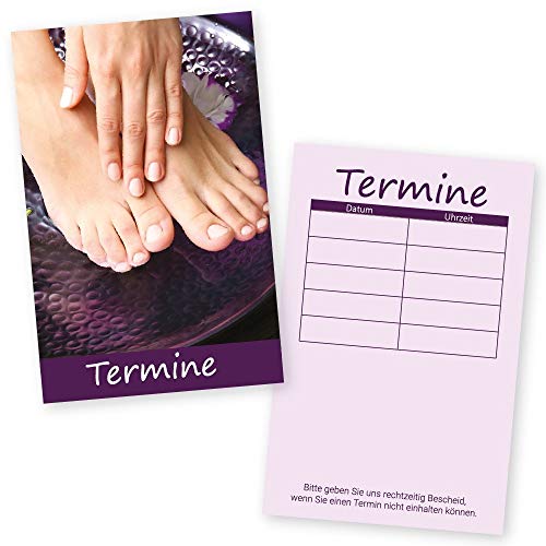 1000 Fußpflege-Terminkarten HAND & FUSS für Kosmetikstudio, Maniküre und Pediküre mit 5 Terminfeldern