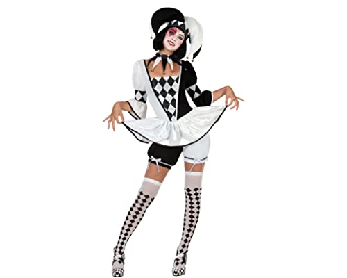 ATOSA 22961 22961-Hofnarr weibliches Kostüm, Größe, schwarz/weiß, Damen, XS-S