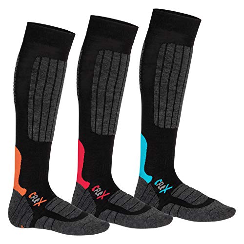 CFLEX Damen und Herren Ski- und Snowboard Socken (3 Paar), Kniestrümpfe High Perfomance - Mix 43-46