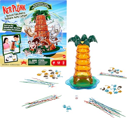 Mattel Games KerPlunk Rockin' Tree Partyspiel für Familienabende, Spieleabende, Reisen & Camping