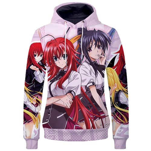 Anime High School DxD Cosplay Hoodie Pullover, Unisex 3D Printing Casual Sweatshirts for Anime Fans, rose, 5X-Large
