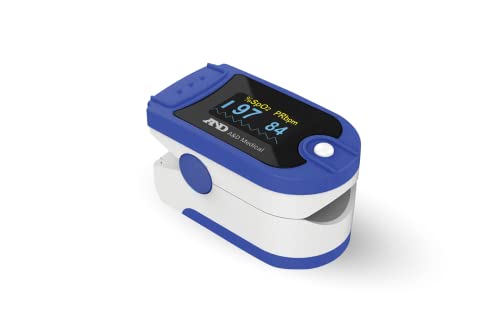 A&D Medical UP-200 - Approved Blood Oxygen Monitor - Finger Oxygen Saturation Monitor/SATS Monitor SpO2 for Adults and Child - Certified Medical Pulse-Oximeter