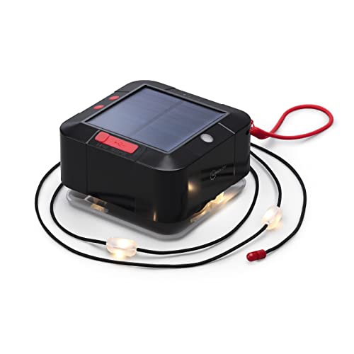 Auraglow Solar- & USB-LED-Lichterkette für den Außenbereich, wiederaufladbarer Akku, integrierte Taschenlampe & Powerbank, ideal für Camping, Zelt, Pavillon, Sonnenschirm & Gartenbeleuchtung, Schwarz