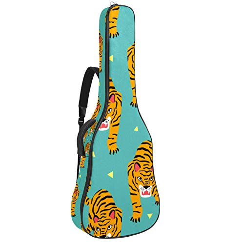 Gitarrentasche mit Reißverschluss, wasserdicht, weich, für Bassgitarre, Akustik- und klassische Folk-Gitarre, Tiger-Muster