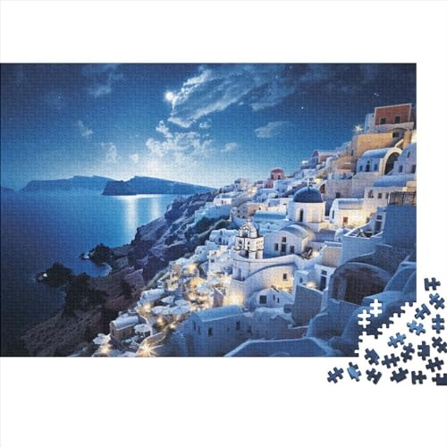 Santorini Nights Puzzle 1000 Teile Als Herausforderndes Für Erwachsene Und Kinder Santorini Ab 14 Jahren Geschenk Puzzle Für Teenager Home Dekoration Puzzle 1000pcs (75x50cm)