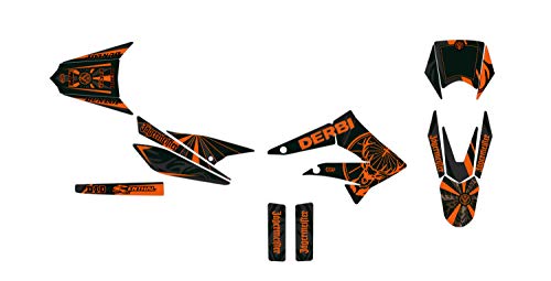 Dekorationsset für Motorrad Cross Derbi X-TREME 50 Transtor Orange 2010 bis 2017