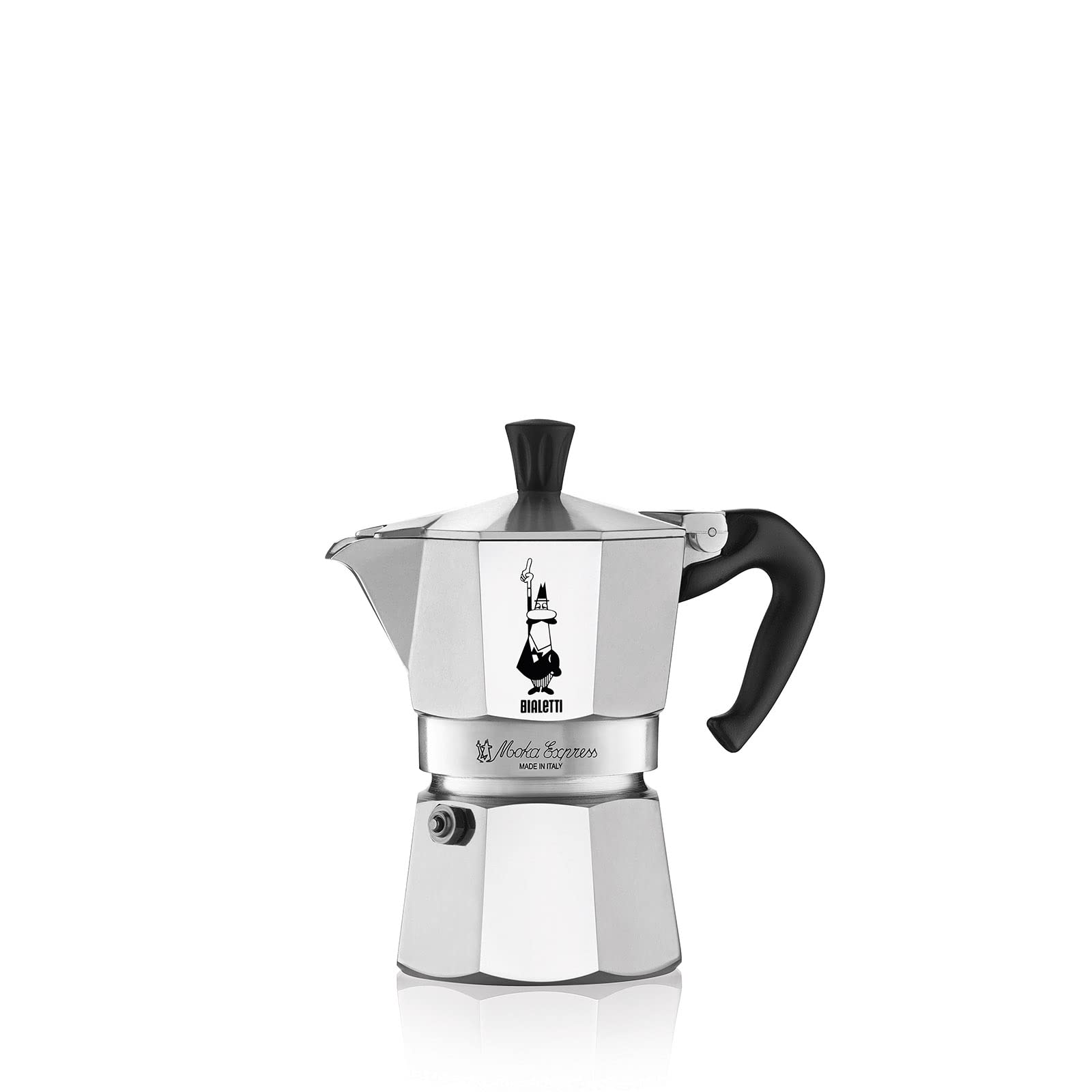 Bialetti - Moka Express: Ikonische Espressomaschine für die Herdplatte, macht echten Italienischen Kaffee, Moka-Kanne 3 Tassen (130ml), Aluminium, Silber
