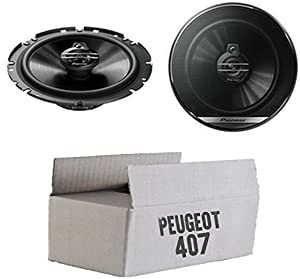 Lautsprecher Boxen Pioneer TS-G1730F - 16,5cm 3-Wege Koax Paar PKW 300WATT Koaxiallautsprecher Auto Einbausatz - Einbauset passend für Peugeot 407 - justSOUND