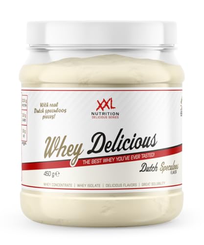 XXL Nutrition - Whey Delicious Protein Pulver - Leckerste Shake - Eiweiss Pulver, Whey Protein Isolat & Konzentrat - Hohe Qualität - 78,5% Proteingehalt - Spekulatius - 450 Gramm