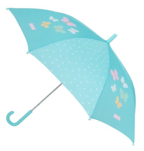 Safta MOOS BUTTERFLIES Manueller Regenschirm, 8 Paneele, Metallstäbe, bequem und vielseitig, Qualität und Widerstandsfähigkeit, 48 cm, Polyester, Hellblau, hellblau, Estándar, Casual