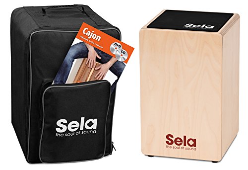 Sela SE 154 IT Primera Cajon Einsteiger-Bundle mit Rucksack, Sitzpad und italienischer Anfängerschule, CD/DVD, Natur