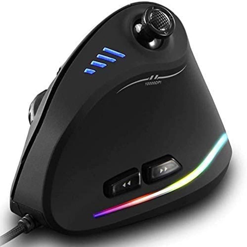 Zeerkeer Vertikale Maus 10000 DPI, ergonomische Maus mit RGB-Beleuchtung, 5 einstellbare DPI (1500-2500-4000-7000-10000), 11 Tasten, Vertikale optische Maus für Gamer/Laptop/Computer