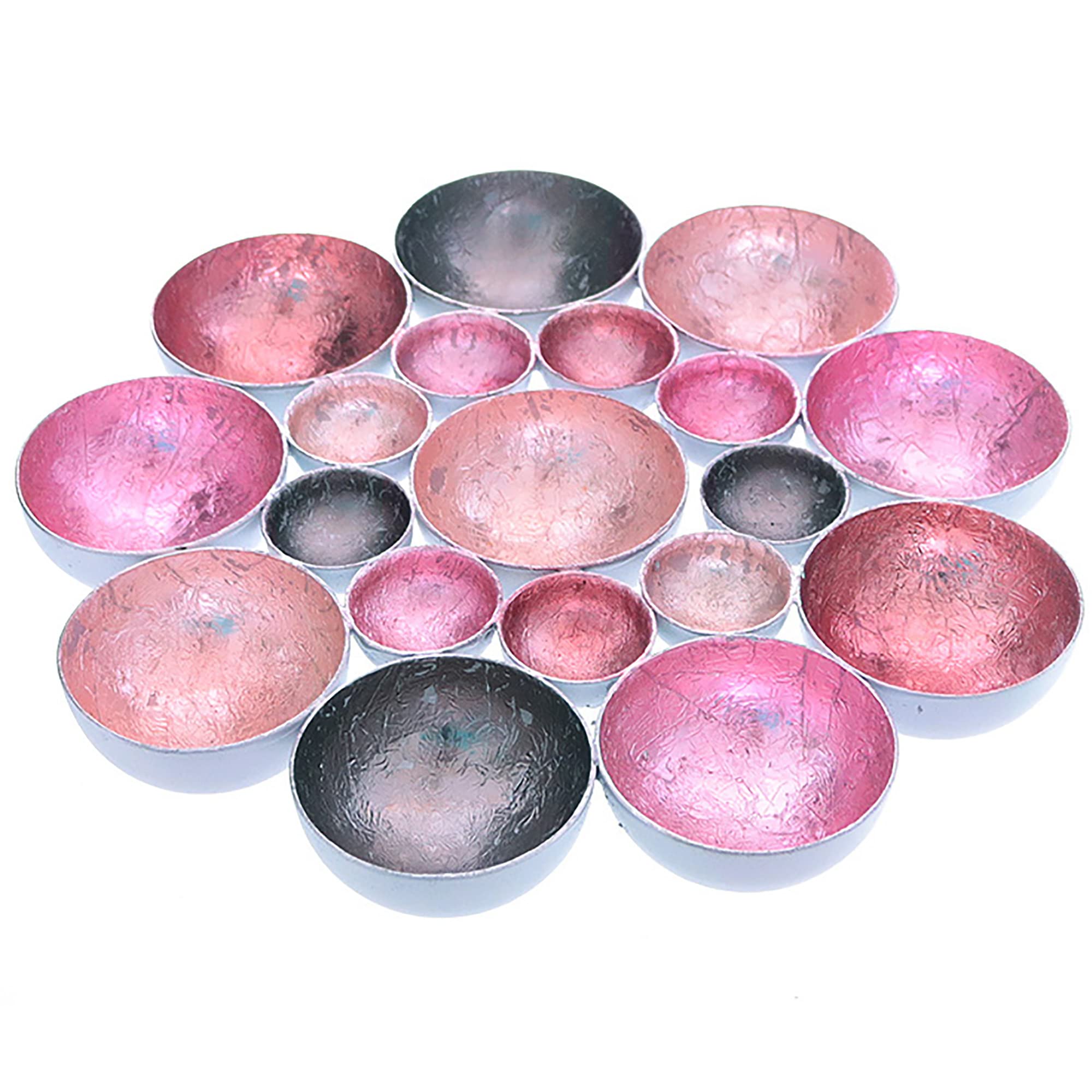 Kerzenschale - Teelichtschale - Wandobjekt 20 cm Teelichthalter - Teelichtschale - Kerzenhalter - rosa-pink-Amaranth-grau