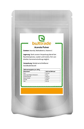 Acerola Pulver - Superfood reich an Vitamin C (28,1%) Superfood Acerolapulver VERSCHIEDENE GRÖßEN
