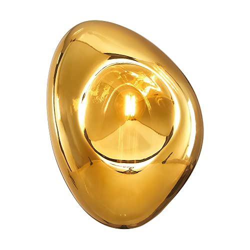 Moderne Designer Wandleuchte, aus Glas, Gold, 1-flammig, asymetrisch, glänzend, für 1 x E14 (40W) (nicht inkl.)