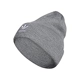 adidas Originals Women's Trefoil Beanie, Heather Grey/White 2, One Size