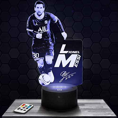 Lampe de chevet, Veilleuse Tactile Lionel Messi PSG 2022 3D Lampe durch Lasergravur, Lampe Foto Gravur auf Plexiglas, Lampe Foto Illusion, Dekorative Lampe