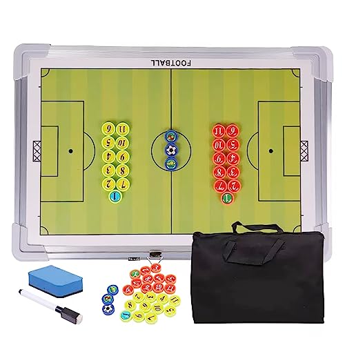 DELURA Fußball Taktiktafel Taktiktafel Fußball aus Aluminium mit Magnetischen Markern, Radiergummi Und Tasche (45x30x1,8CM) (Color : Green)