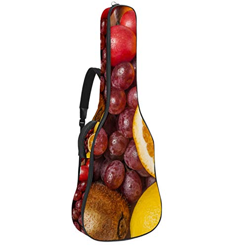 Gitarrentasche mit Reißverschluss, wasserdicht, weich, für Bassgitarre, Akustik- und klassische Folk-Gitarre, bunte Früchte