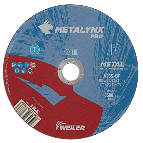 Weiler Metalynx PRO Metall F41 180X2X22,23 Winkelschleifer - Trennscheibe zum Schneiden von Stahl | Packung mit 25stk