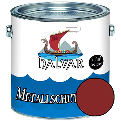 Halvar Metallschutzlack SEIDENMATT Rot RAL 3000-3031 Metallfarbe besonders robuster Kunstharzlack Wetterbeständig & perfekter Langzeitschutz Metall (2,5 L, RAL 3011 Braunrot)