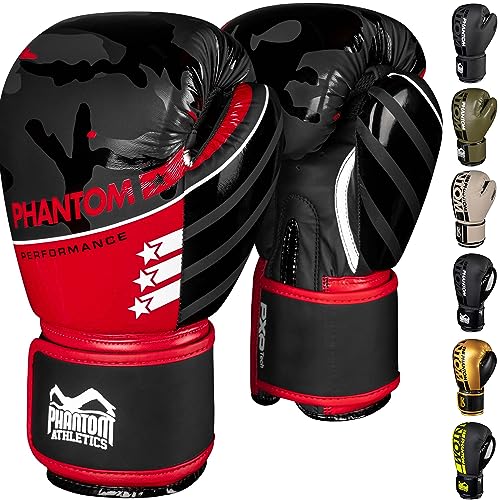 Phantom Boxhandschuhe APEX | MMA Thai Boxing Gloves | Männer (Raider - Schwarz/Rot, 10 Oz)