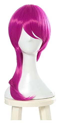 WELLHY Cosplay Wig Game Character Cosplay Wigs 45cm Rose Red K/DA Heat Resistant Synthetic Hair