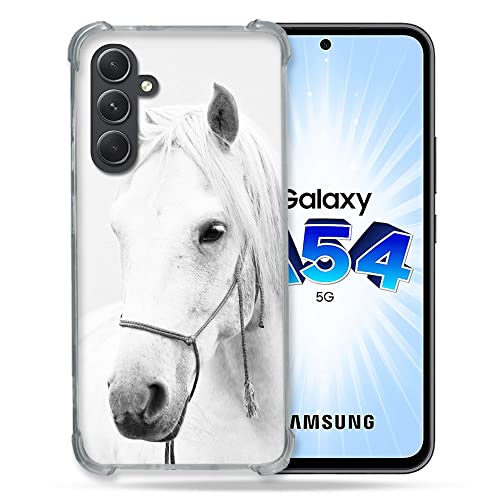 Cokitec Schutzhülle aus Hartglas für Samsung Galaxy A54 5G, Tiermotiv, Pferd