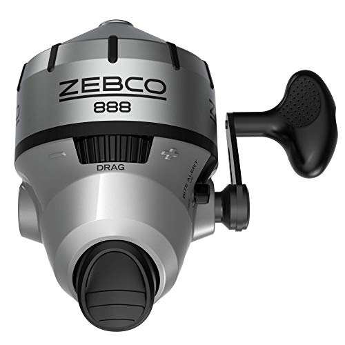 Zebco 888 Spincast Angelrolle, Größe 80, wechselbare Rechts- oder Linkshänder, vorgespult mit 11,3 kg Zebco Angelschnur, Edelstahl-Frontabdeckung, Silber