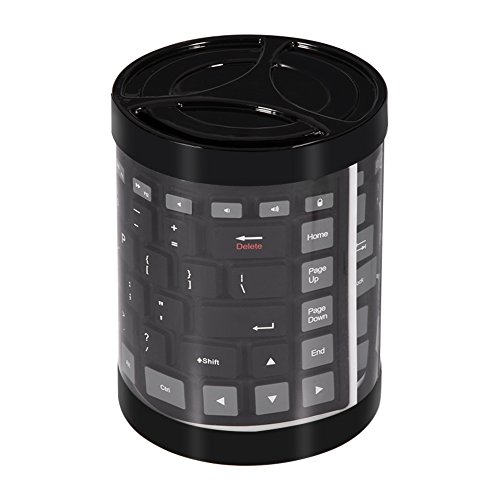 Goshyda Tastatur, Silikontastatur Faltbare drahtlose Bluetooth-Tastatur, für Geschäftsreisen Home Travel Office(Black)