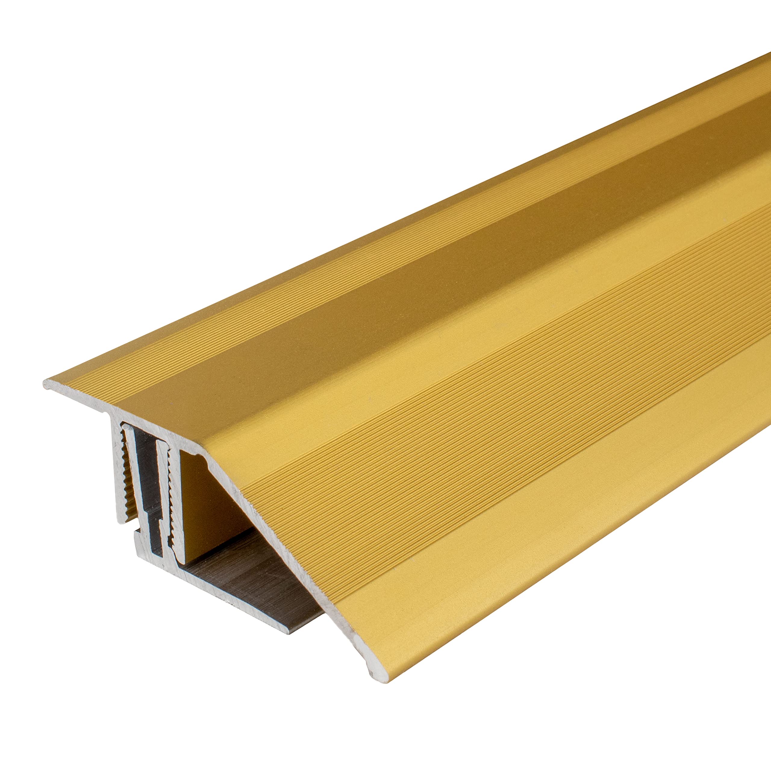Ausgleichsprofil | Aluminium | Goldfarbig | Breite 50.5 mm | Höhe 15-24 mm | Länge 900 mm | Gebohrt/Klicksystem | Anpassungsprofil | 1 Stück