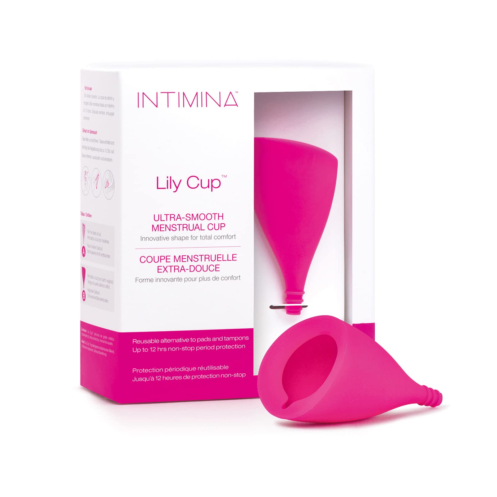 Intimina Lily Cup Größe B, Sehr weiche Menstruationstasse, wiederverwendbarer Menstruationsschutz für bis zu 8 Stunden