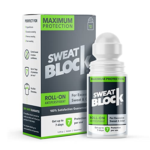 SweatBlock Antiperspirant Roll-on - Max Clinical with DRIBOOST [PM] - Treat Hyperhidrosis, Excessive Sweat & Odor, Up to 7 Days Sweat Control Per Use - Unisex - 1.2 FL OZ