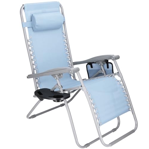 SPRINGOS Liegestuhl mit Kopfstütze Fußableger Beistelltisch Hängetasche