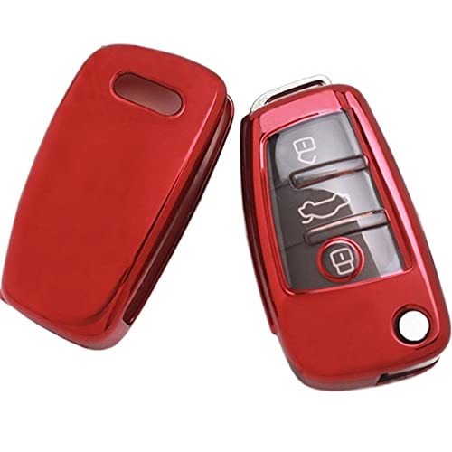 BASIQE AutoschlüSsel Schutz SchlüSselanhäNger Autoschlüssel Fall Abdeckung Für Audi Q3 A4L A6L Q5 Q7 A1 A3 SchlüSsel Schutz SchlüSseltasche (Farbe : Rot)