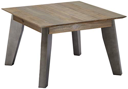 Ibbe Design Couchtisch Quadratisch Beistelltisch Natur Massiv Akazie Holz Braun Lackiert Tisch Malaga, L70XB70xH45 cm