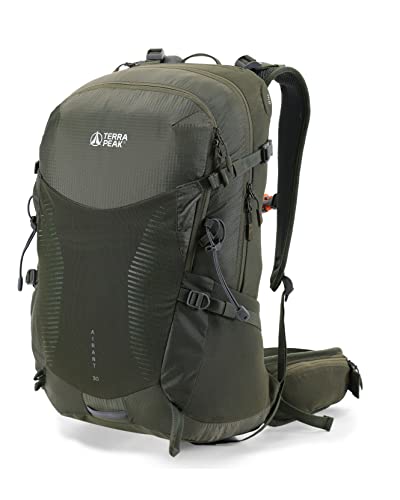 Terra Peak - Wanderrucksack Airant 30 Rückenbelüftung für Damen & Herren mit belüftetem Netz-rücken grün - zum Wandern und Camping mit Trinksystem-Vorbereitung - unisex outdoor Backpack leicht