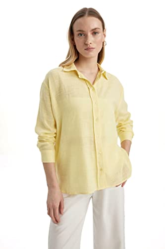 DeFacto Damen A4248AX Shirt, Yellow, XS