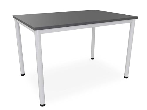 Dila GmbH Schreibtisch in verschiedenen Größen und Farben graues Metallgestell Konferenztisch Besprechungstisch (120 cm x T: 80 cm, Anthrazit)