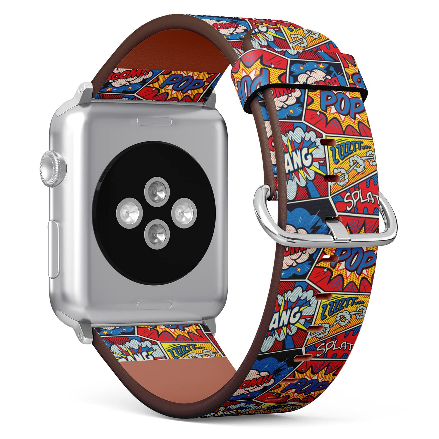 IKIKI-TECH Kompatibel mit Apple Watch-Armband, 42 mm, 44 mm, 45 mm, 49 mm (Retro-Pop-Art-Comic-Muster), veganes Ersatzarmband für iWatch Series 8, 7, 6, 5, 4, 3, 2, 1 Ultra SE