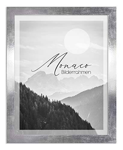 BIRAPA Fotorahmen Monaco 45x55cm Bilderrahmen Metall - Optik Silberglanz Vintage Rahmen Posterrahmen