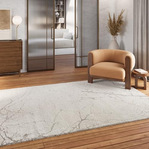 Gewebter pflegeleichter Teppich von WECONhome mit natürlichem Design ideal für Wohnzimmer, Schlafzimmer und Arbeitszimmer- Linus (160 x 230 cm, weiß)