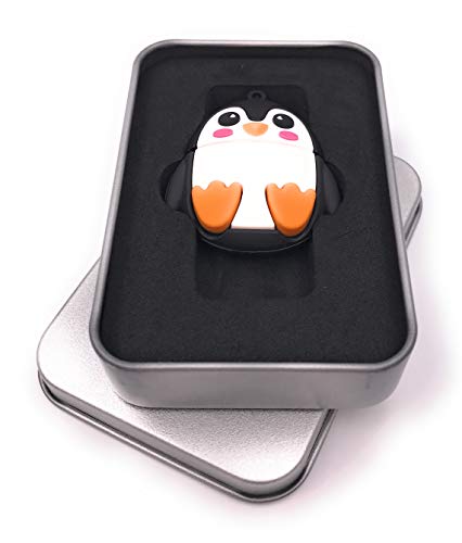 Onwomania Pinguin Flach Ründlich niedlich USB Stick in Alu Geschenkbox 64 GB USB 3.0