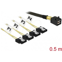 DeLock kabel mini sas hd sff-8643 > 4 x sata 7 pin 0,5m