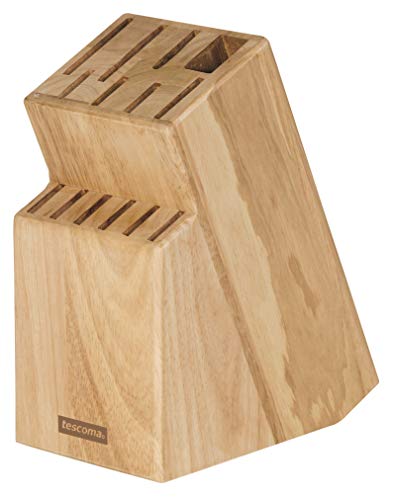 Tescoma Block Woody für 13 Messer und Schere/Wetzstahl, Holz, Beige, 16.8 x 10 x 21 cm