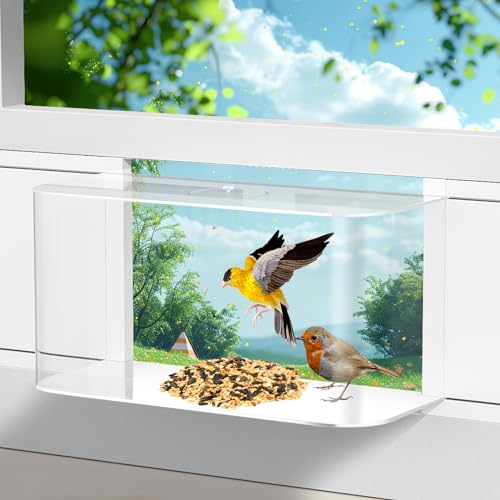 ZXLOYOS Vogelfutterstation für Fenster, vollständig transparent