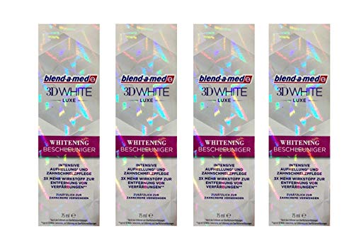 4x Blend-A-Med 3D White Luxe Whitening Beschleuniger 75 ml, Original Zahnaufhellung